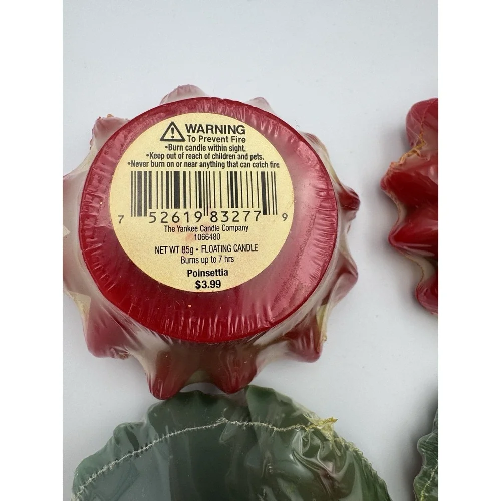 Yankee‎ Candle Floating Christmas Candles Poinsettia Holly Mistletoe NOS